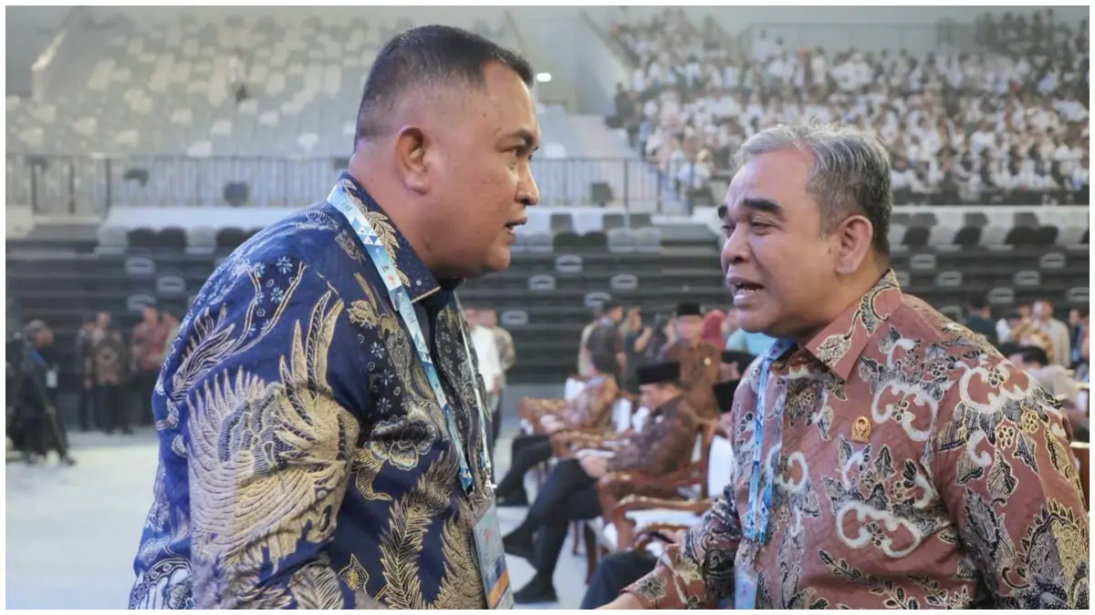 Bupati Bogor, Rudy Susmanto bersama Ketua MPR RI, Ahmad Muzani saat menghadiri puncak peringatan hari koperasi nasional ke 79. (Foto : Diskominfo)