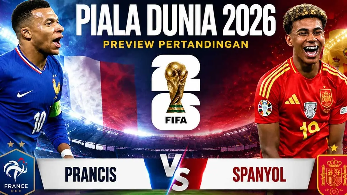 Prancis akan menghadapi Spanyol pada semifinal Piala Dunia 2026. 