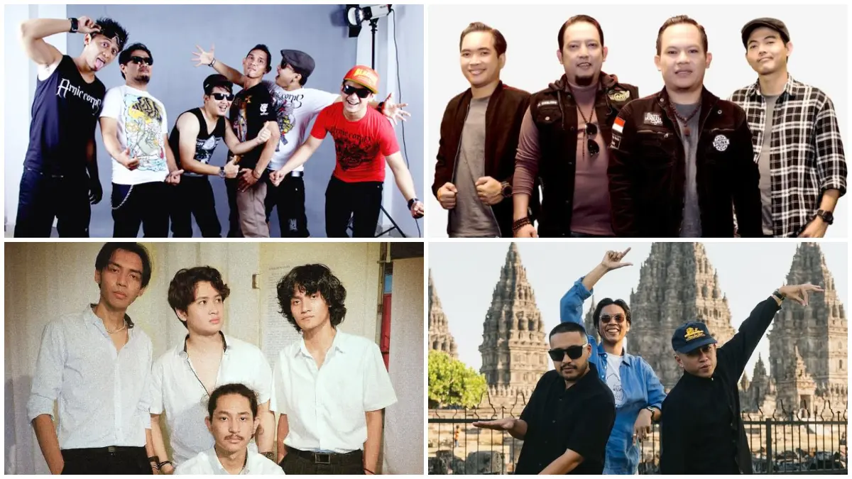 Deretan final line-up Mantra In Summer 2026.&nbsp;(Foto : wali dan tipe-x on pinterest, instagram @perunggu_, @tenxi__, @officialbirubaru, @thedustyrusty)