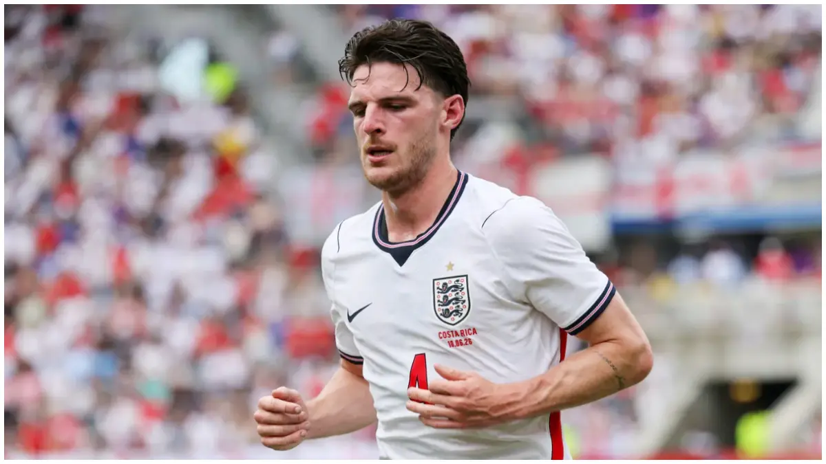 Inggris kembali diperkuat gelandang andalannya Declan Rice jelang lawan Argentina. (Foto : Facebook England National Team)