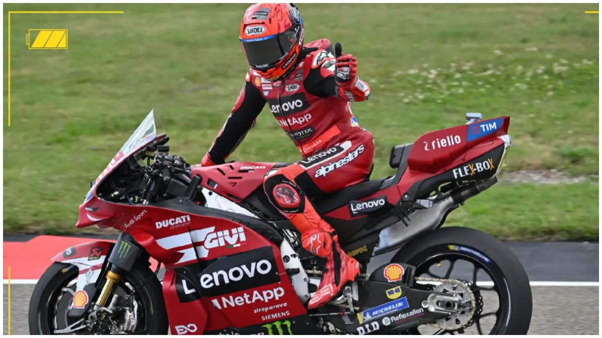 Marc Marquez berhasil memenangi balapan MotoGP Jerman 2026 di Sirkuit Sachsenring. (Foto: Kanal Youtube @databalapnews)