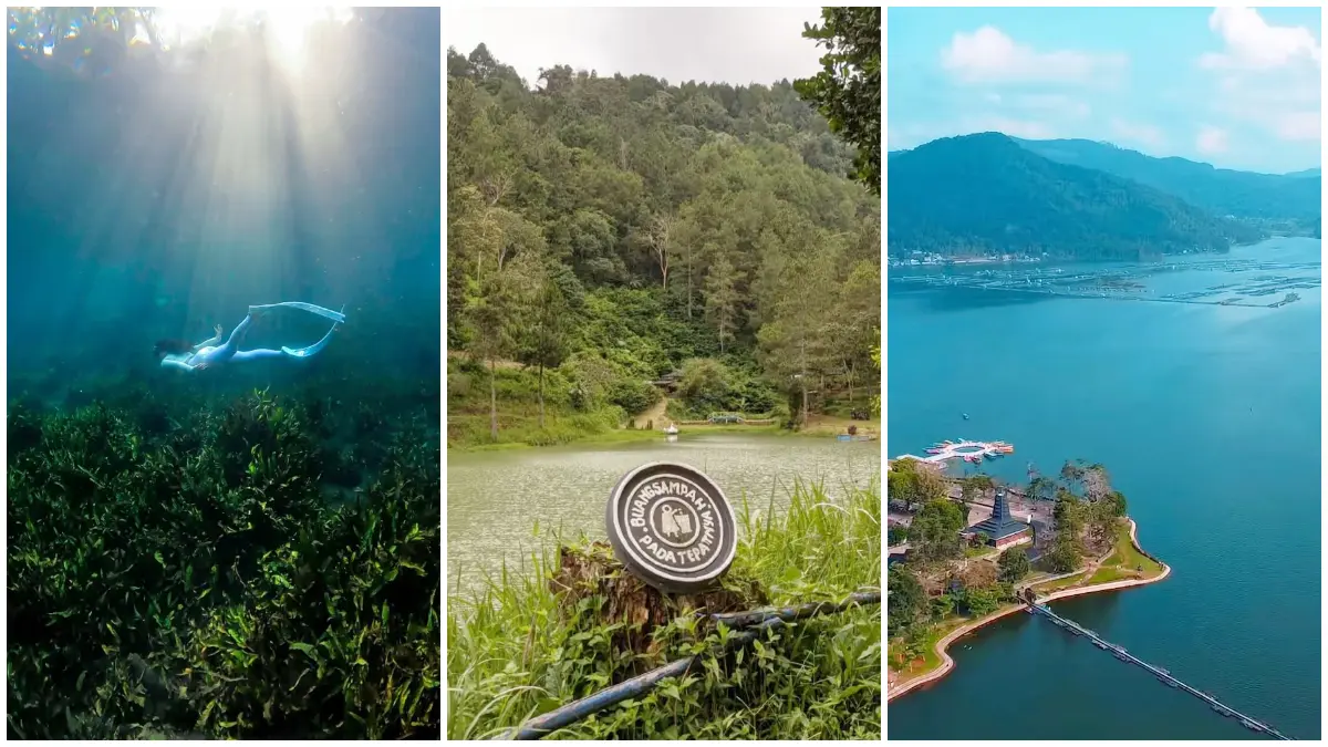 Rekomendasi wisata air unggulan di Kuningan.(Foto : TikTok @ilvaalivah, @omesh1125, @jatengtersenyum3)