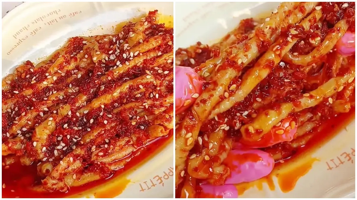 Tampilan Latiao homemade ala Tiongkok. (Foto: Kanal Youtube jiji chan)