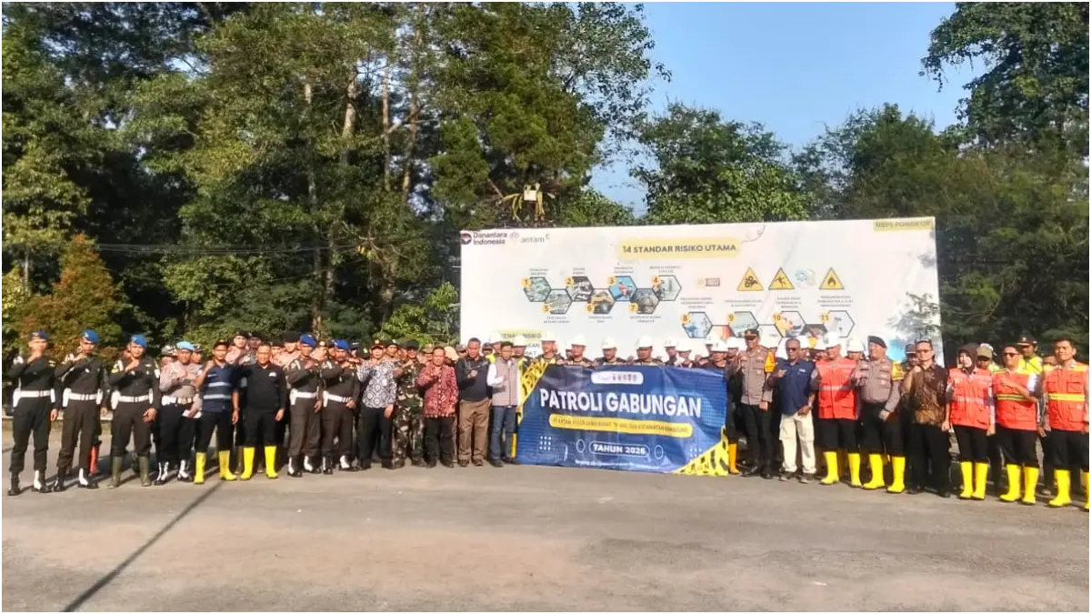 PT Antam Tbk UBPE Pongkor melakukan patroli gabungan di kawasan IUP Antam Pongkor yang menyasar aktivitas Penambang Emas Tanpa Izin (PETI), Rabu, 15 Juli 2026. (Dok. Antam)
