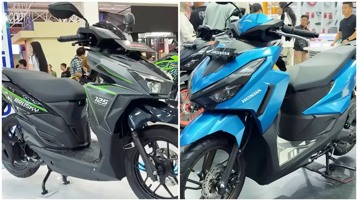 Tampilan motor skutik 125 cc dari Kawasaki Brusky 125 dan Honda Vario 125 (Sumber Foto: Kanal Youtube @Autonetmagz)