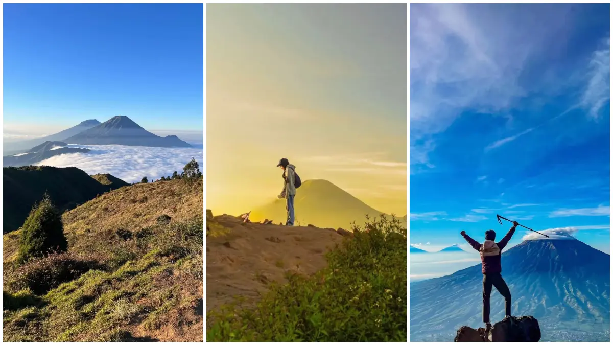 Destinasi wisata alam gunung di Wonosobo. (Foto : TikTok: @muh.jam_, @dedesumarno_, @chowcaroline)