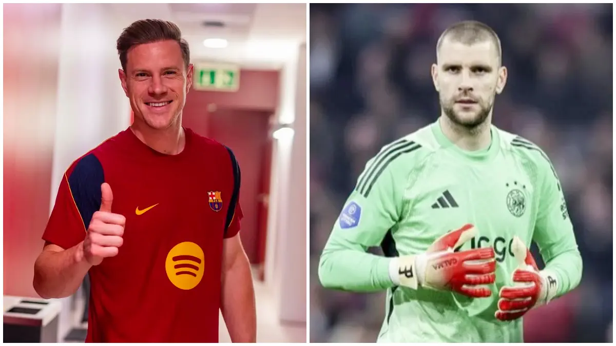 Marc-Andre Ter Stegen resmi dipinjamkan ke Ajax Amsterdam oleh Barcelona. Ia akan bersaing dengan Kiper Timnas Indonesia Maarten Paes.
(Foto : Instagram @mterstegen1 dan @fabriziorom)