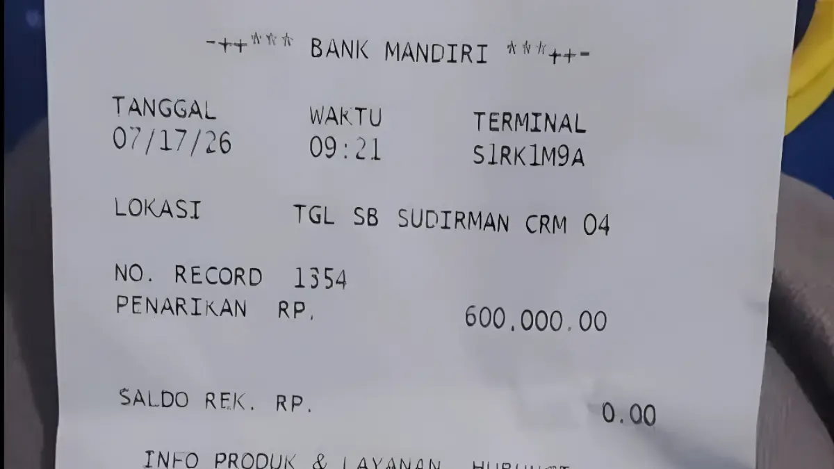 Struk bukti pencairan bansos BPNT tahap 2 susulan. (Foto: YouTube Arfan Saputra Channel)