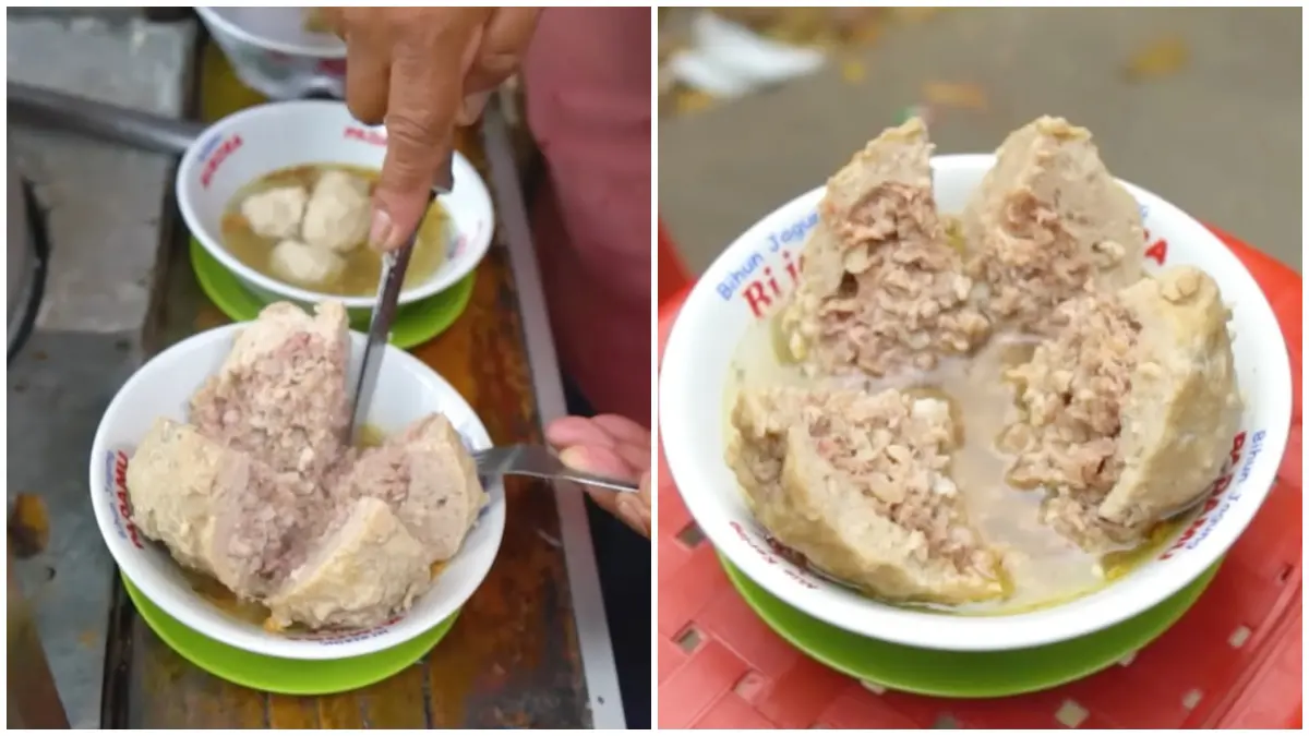 Tampilan Bakso Besar di Bakso Alfa yang Bikin Kenyang.&nbsp; (Foto: Kanal Youtube Bang Mpin)