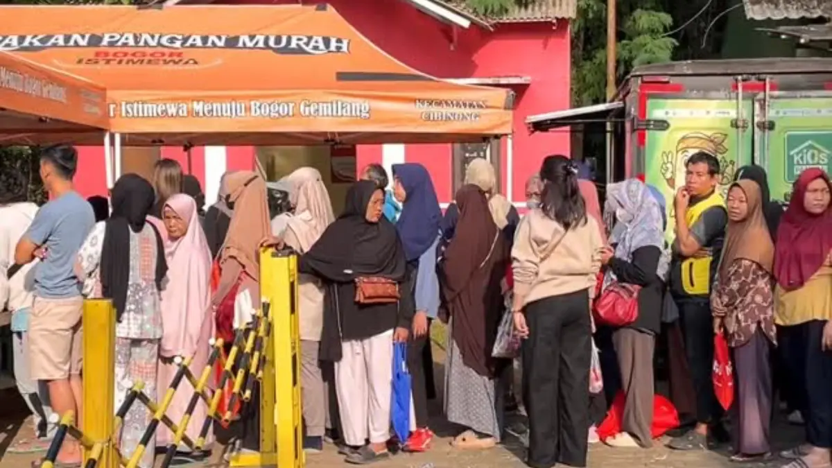 Gerakan pangan murah di Kelurahan Nanggewer, Cibinong, Bogor. Foto: Instagram