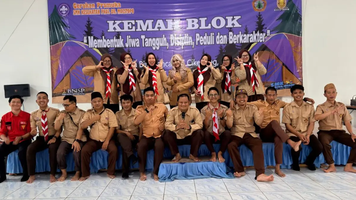 SMK Kesehatan Prof. Dr. Moestopo menggelar Kemah Blok 2025 di Villa Biru Pancawati, Bogor.(Dok. SMK Kesehatan Prof. Dr. Moestopo) 