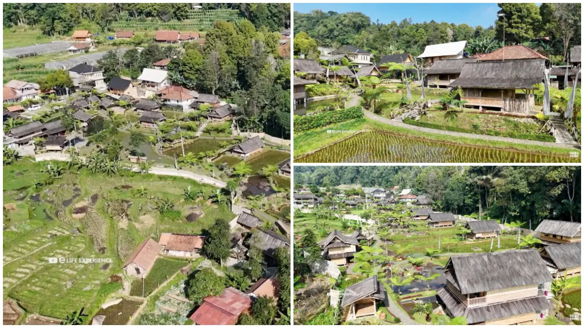 Suasana destinasi wisata Tajur Katineung, Kampung Sunda tempo dulu di Purwakarta. (Foto: Youtube Life Experience Channel)
