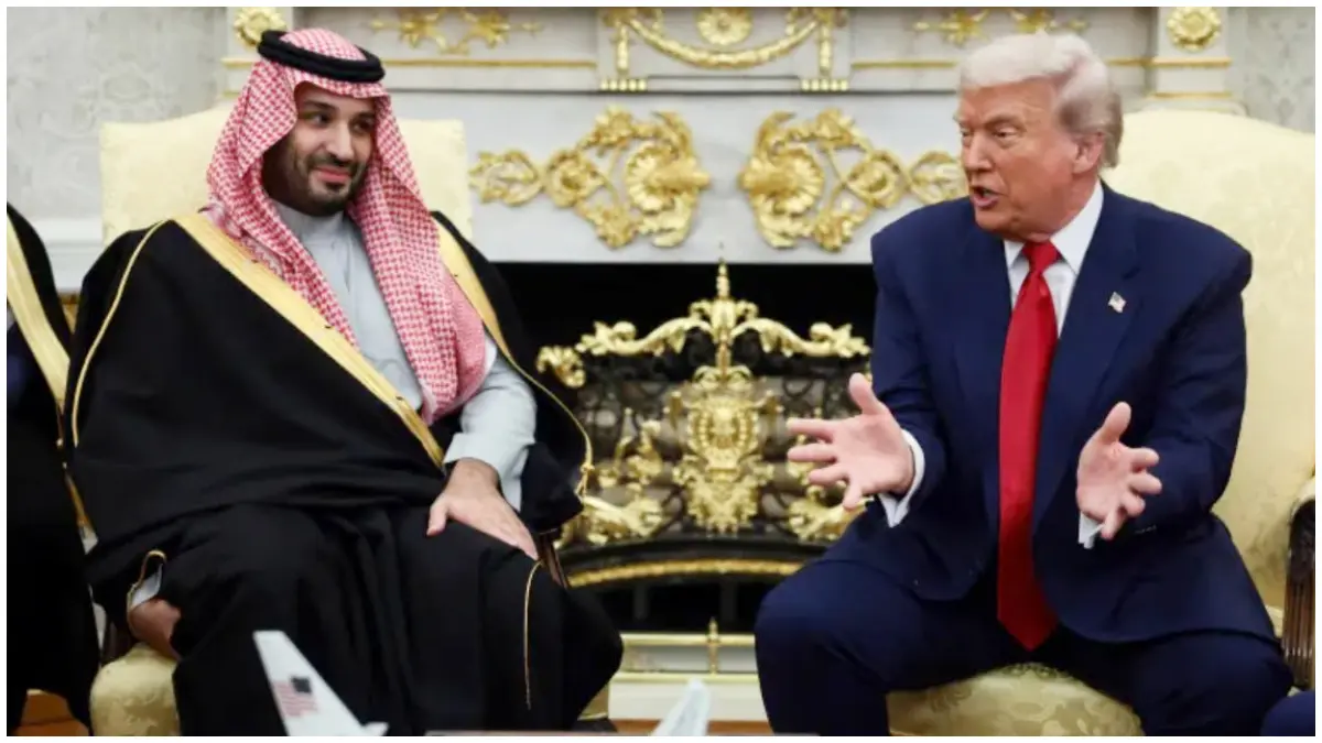 Donald Trump dan Putra Mahkota Arab Saudi Mohammed bin Salman bertemu di gedung putih. (Foto: Laman resmi Al Jazeera)
