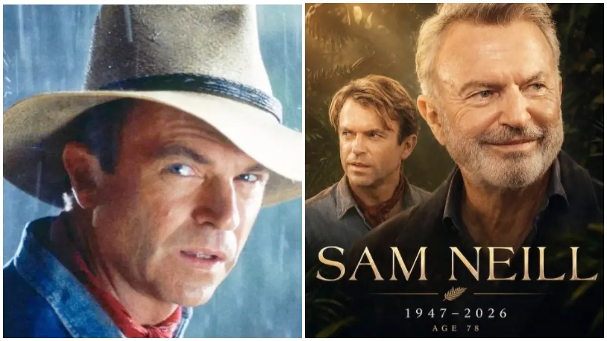 Sam Neill dalam memerankan film Jurasic Park serta kepergiannya pada 13 Juli 2026 lalu. (Foto: Tangkapan layar Youtube @KAZProduction)