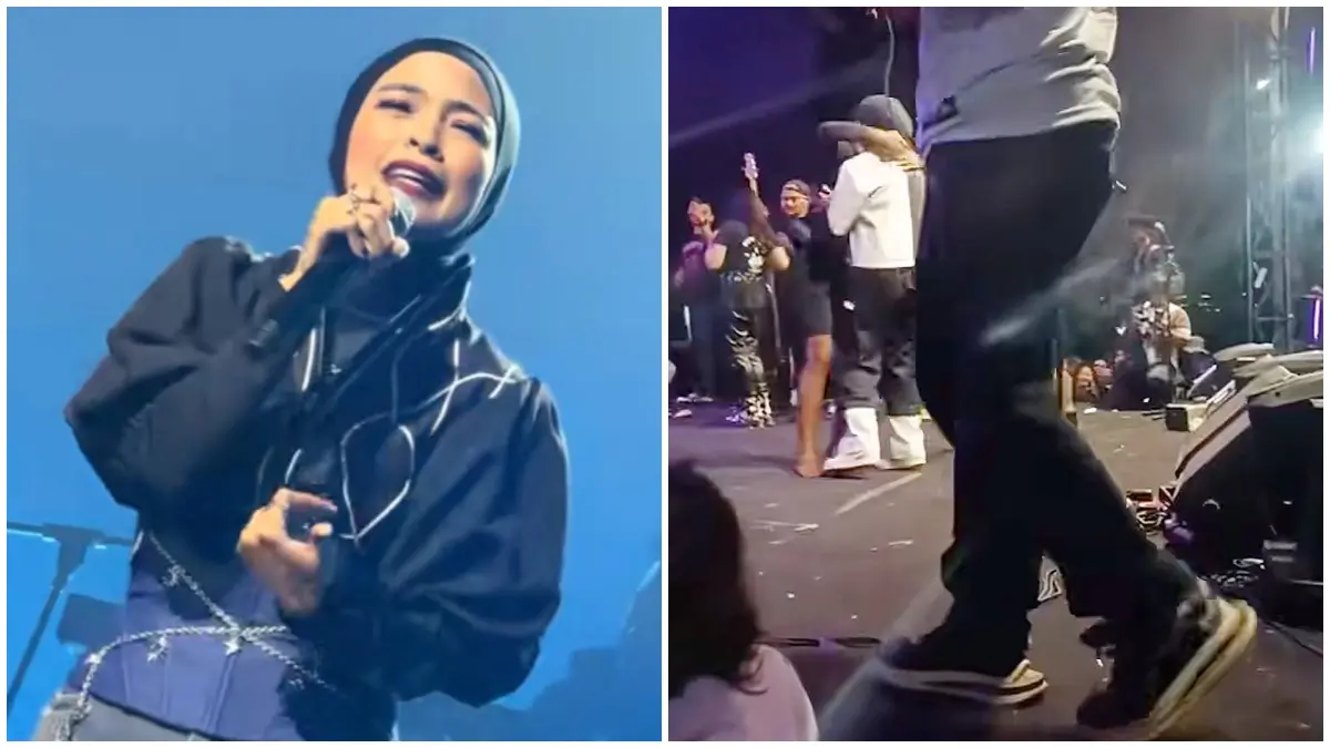 Video Tantri Kotak hendak dipeluk orang tak dikenal saat manggun. (Foto : tangkapan layar TikTok: @popbangetdotcom, @tantrisyalindrii)