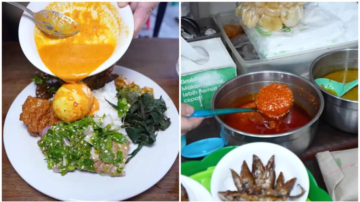 Menu di Rumah Makan Padang Malah Dicubo Bandung. (Foto : Tangkapan layar Youtube @anak.kuliner)