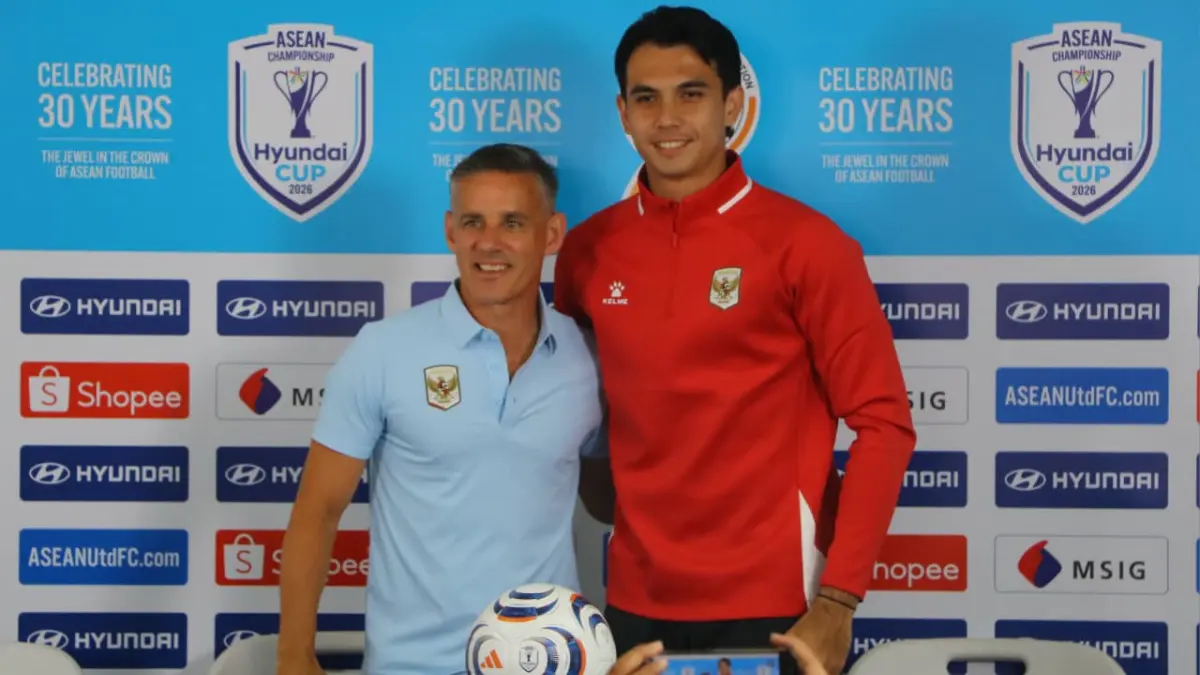 Temu Media Timnas Indonesia jelang pertandingan kualifikasi AFF di Media Center Stadion Pakansari, Cibinong, Kabupaten Bogor, Jawa Barat. Minggu, 26 Juli 2027. Foto : Hendi Novian / Radar Bogor