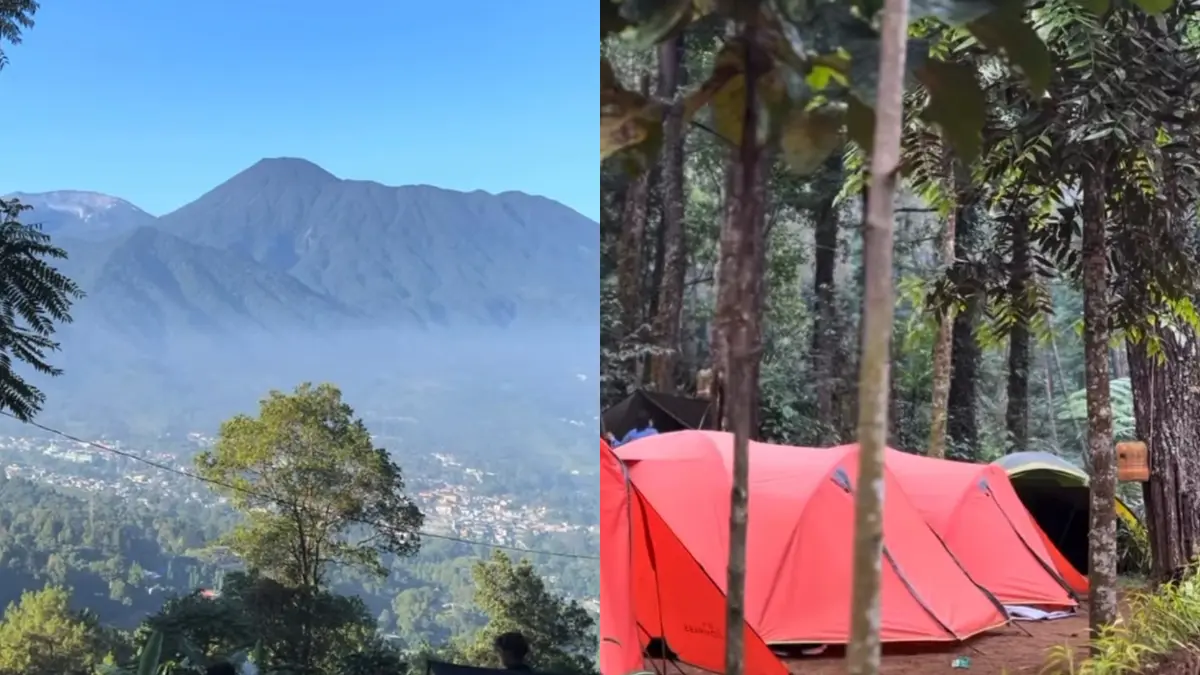 Wisata camping dan glamping di Curug Batu Gede Cisuren. (Instagram @batu_gede_camping)