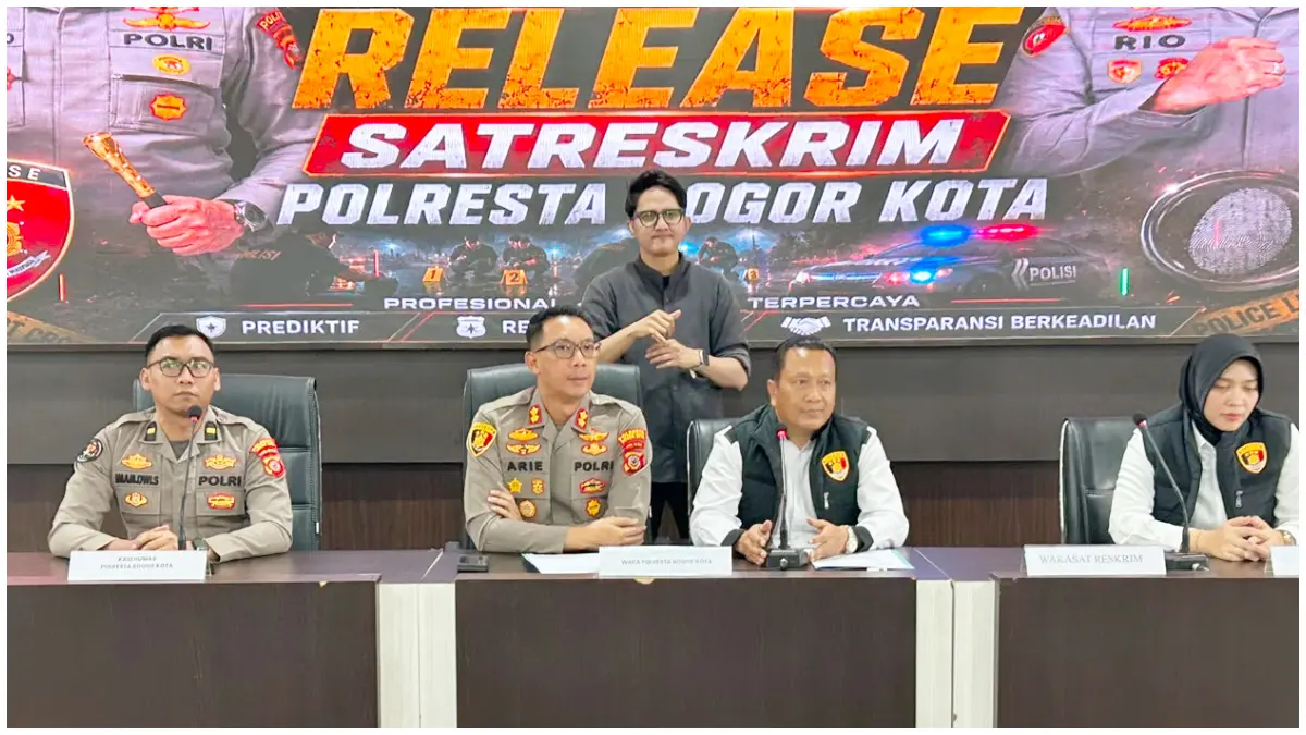 Rilis kasus penemuan mayat bayi di Ciparigi Kota Bogor oleh Polresta Bogor Kota. (Foto : Fauzan/Radar Bogor)