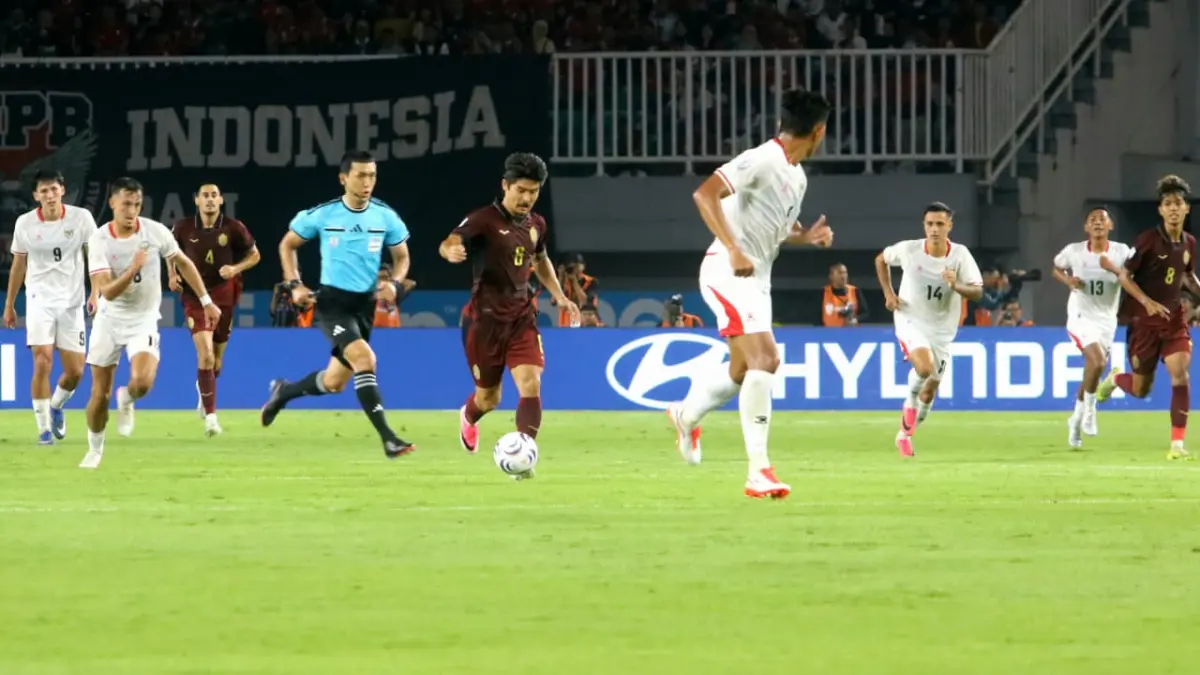 Timnas Indonesia pada babak pertama unggul 3-0 atas Kamboja pada Piala AFF 2026 di Stadion Pakansari, Kabupaten Bogor, Senin, 27 Juli 2026 malam. (Hendi Novian/Radar Bogor)