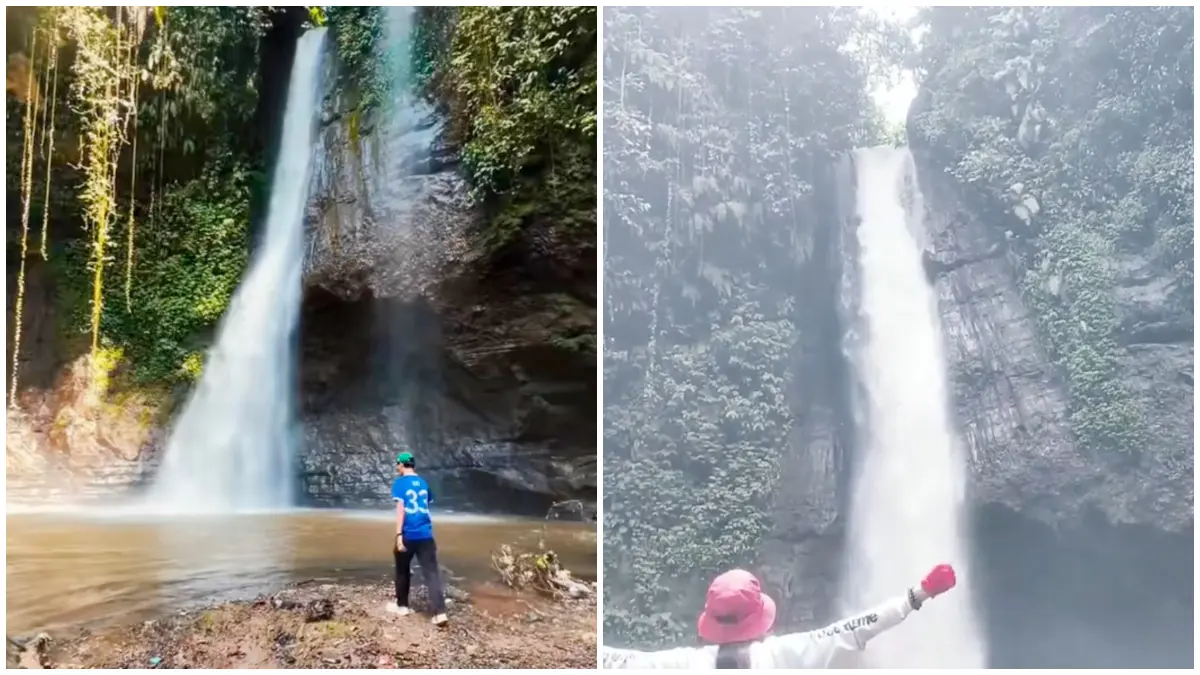 Pemandangan Curug Lalay di Desa Cihanjuang, Kecamatan Parongpong, Kabupaten Bandung Barat. (Foto : Dokumentasi pengunjung @ariventure53 Youtube @inilahwisataku)