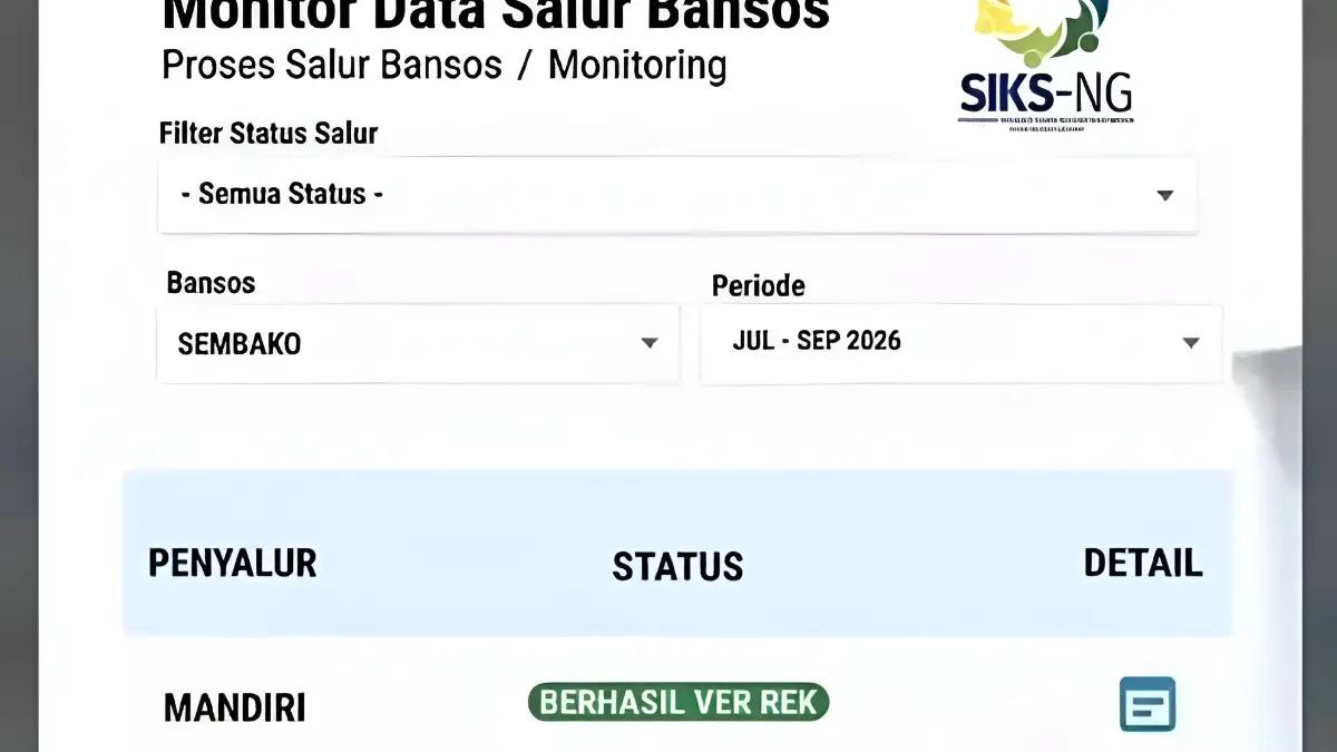 Status perkembangan bansos tahap ketiga 2026 di SIKS-NG. (Foto: YouTube Arfan Saputra Channel)
