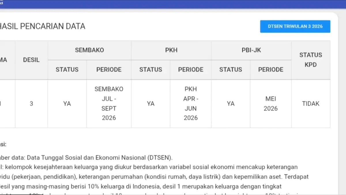 Cek status bantuan di Cek Bansos. (Foto: YouTube Arfan Saputra Channel)