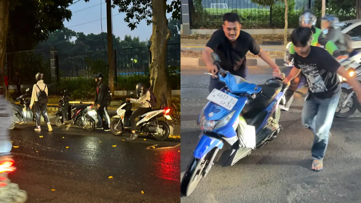 Sejumlah pemotor yang melintas di Jalan Ahmad Yani, Kecamatan Tanah Sareal, Kota Bogor  tergelincir, Jumat, 31 Juli 2026. (Dzikry/Radar Bogor)