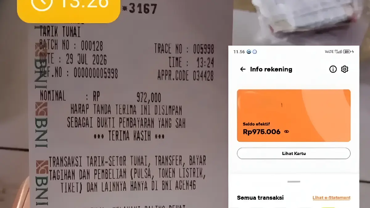 Struk penarikan dana bansos akhir Juli 2026. (YouTube Arfan Saputra Channel)