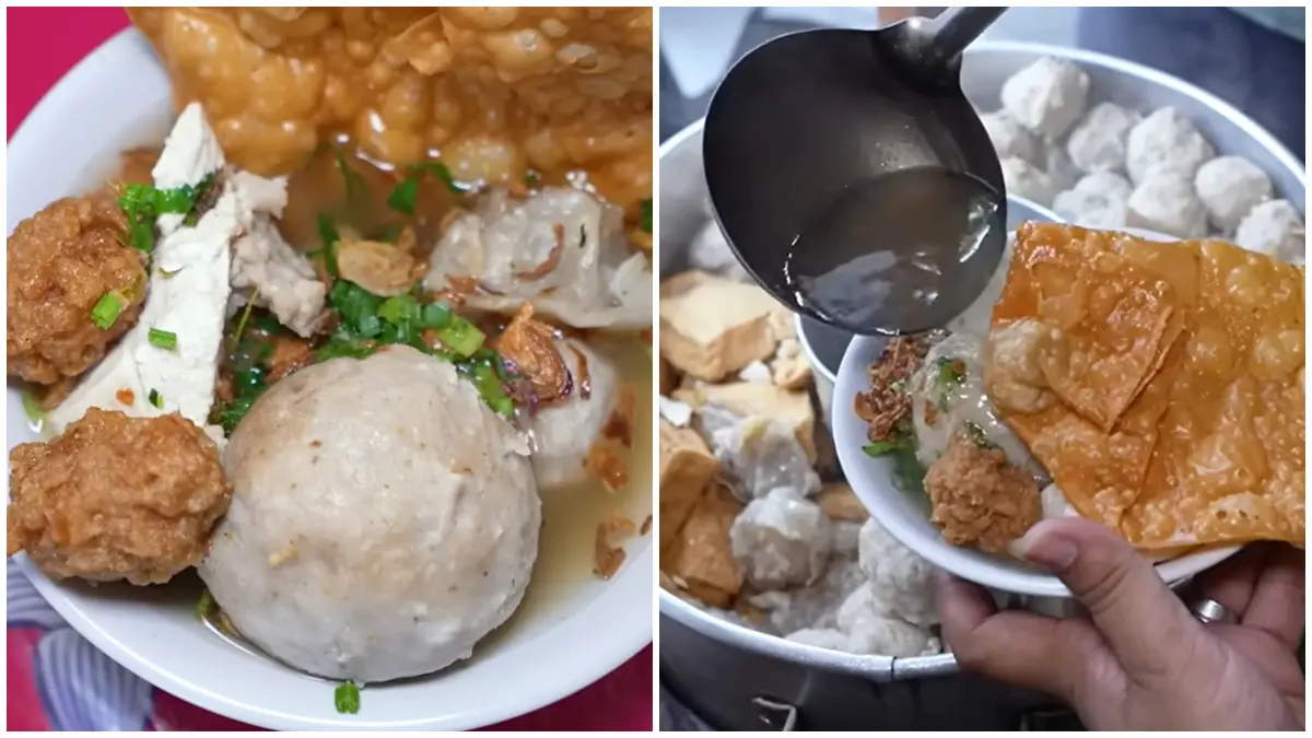 Tampilan menu Bakso Malang Big Lezies di Bintaro yang viral. (Foto: Kanal Youtube @anakkuliner)