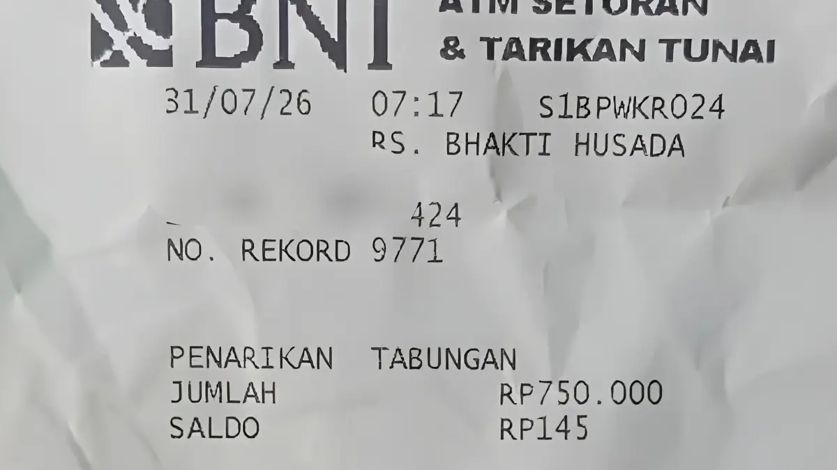 Struk bukti pencairan bansos di akhir Juli 2026. (Foto: YouTube Arfan Saputra Channel)