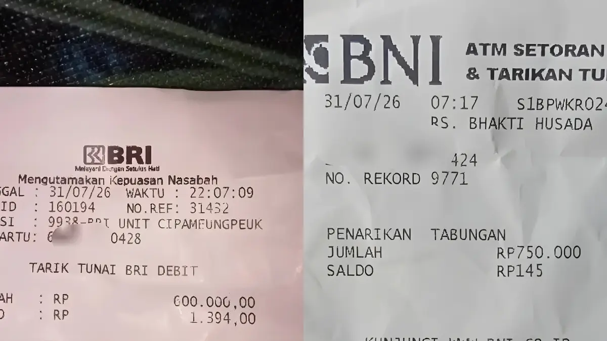 Struk penarikan dana bansos (YouTube Arfan Saputra Channel)