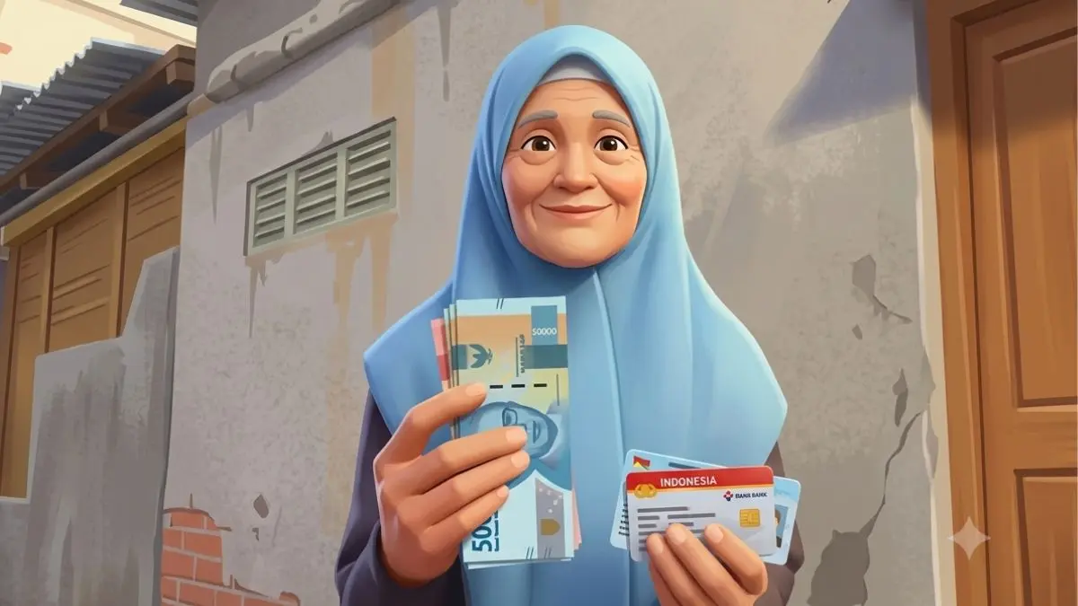 Ilustrasi pencairan bantuan sosial oleh KPM (YouTube Kemensos RI/Diolah dengan Gemini AI)