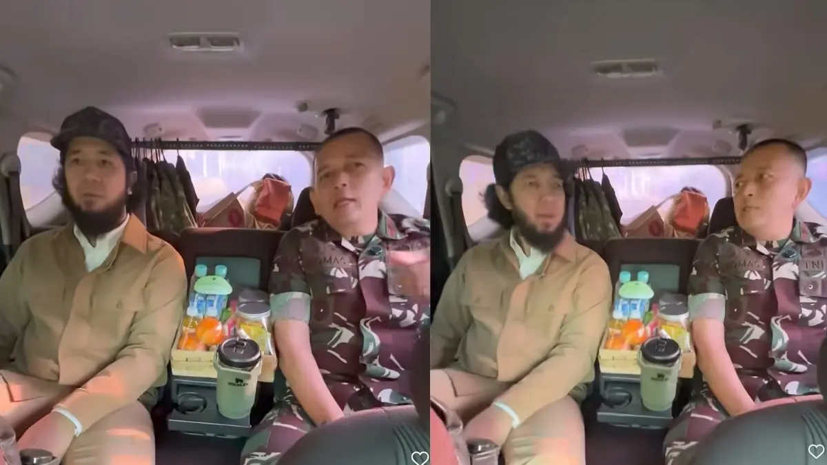 Momen Deryansha saat diperjalanan akan mengunjungi pembangunan jembatan baru di Sukabumi. (Kolase Instagram @deryanshaa)