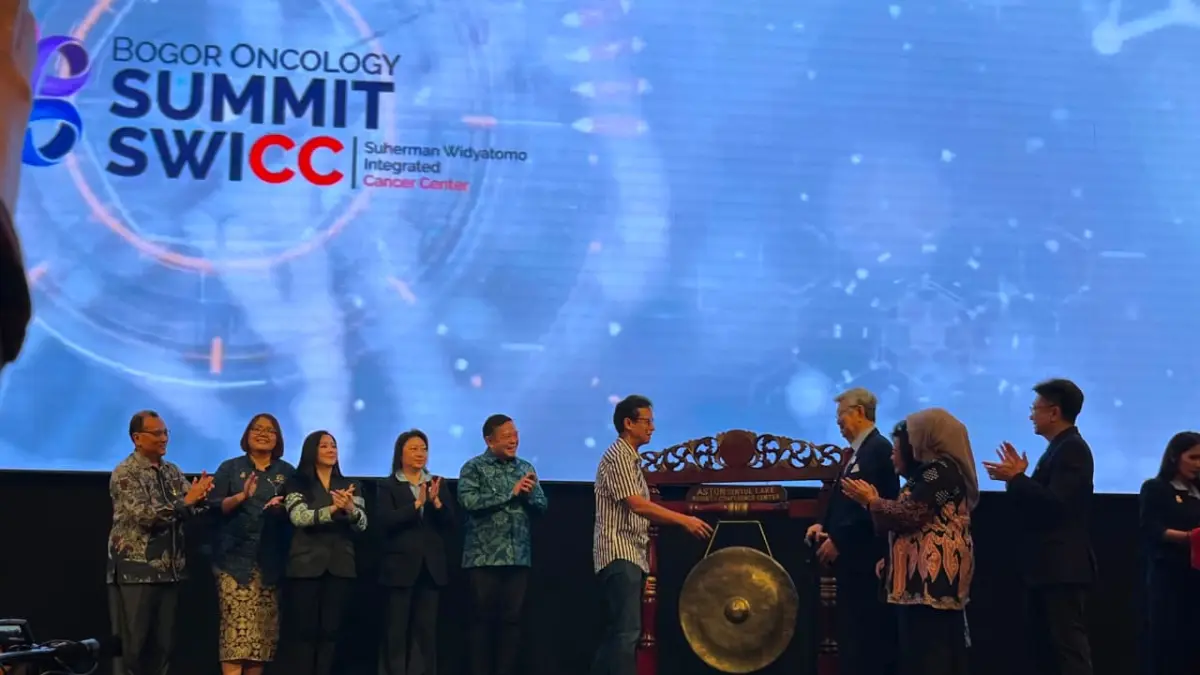 Menteri Kesehatan Republik Indonesia, Budi Gunadi Sadikin pada acara Bogor Oncology Summit SWICC (BOSS) 2026 di Sentul, Minggu, 2 Agustus 2026. (Septi N/Radar Bogor)