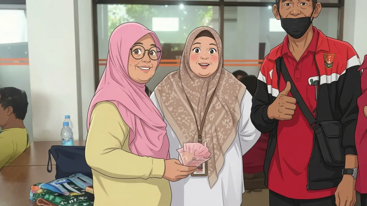 ilustrasi KPM mencairkan bansos /instagram @pkh_kotasemarang diolah gemini AI