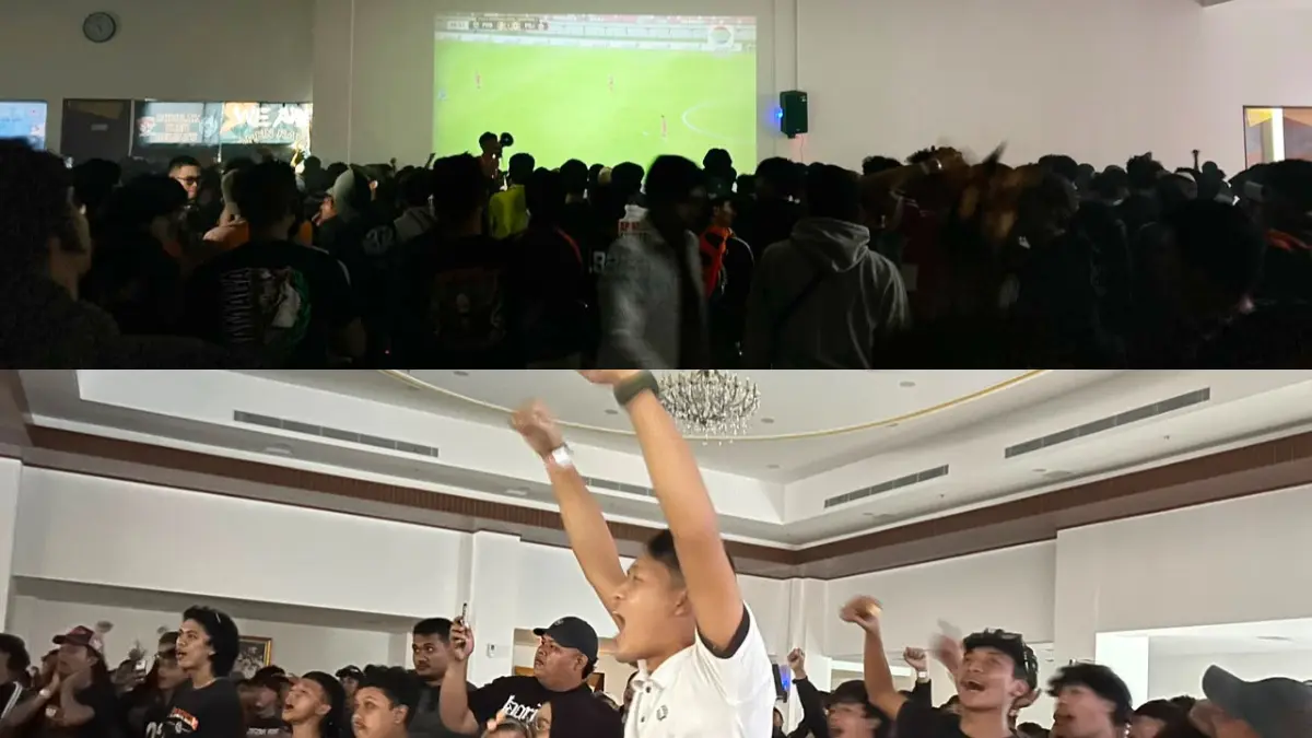 Kemeriahan nonton bareng (nobar) laga Persib vs Persija di Zam Hotel, Kota Bogor, Selasa, 4 Agustus 2026.(Fauzan/Radar Bogor)