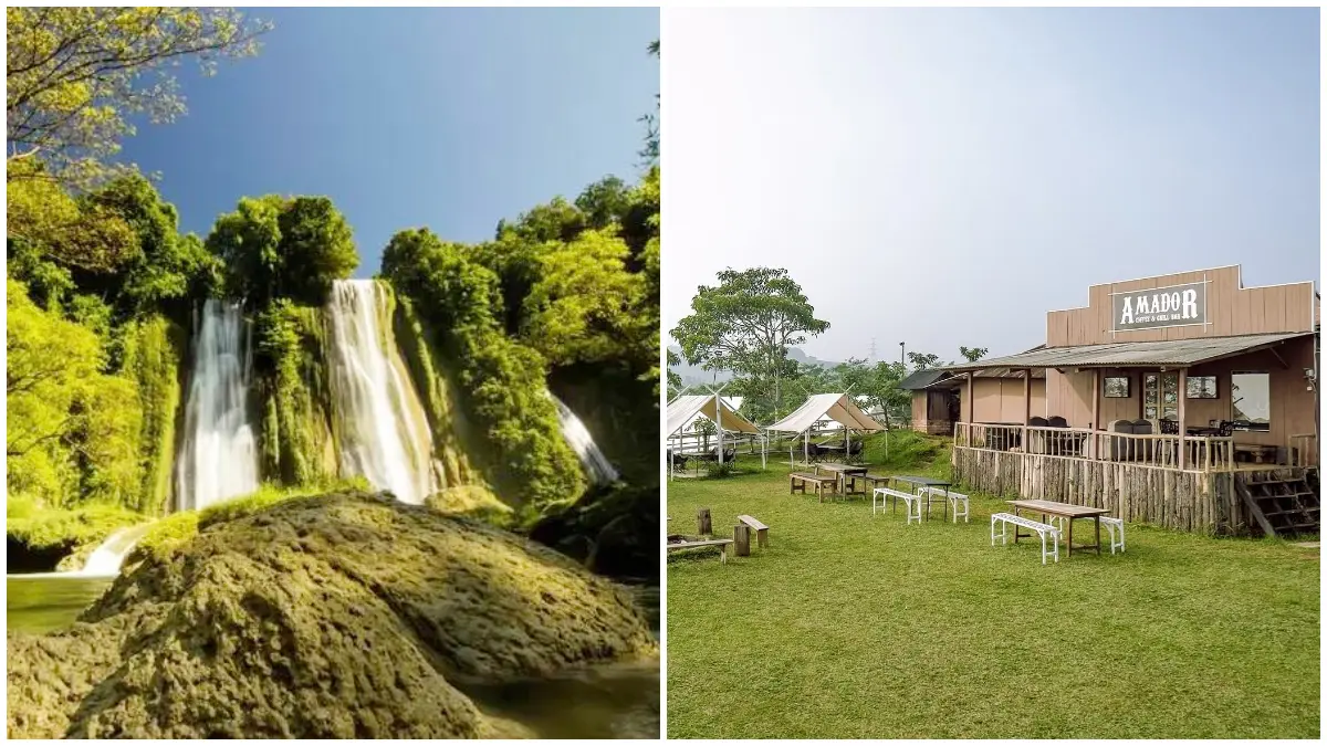 Suasana Curug Bibijilan dan Amador di Kawasan Sukabumi Selatan. (Foto: Traveloka dan ig @amadorvalley.smi)