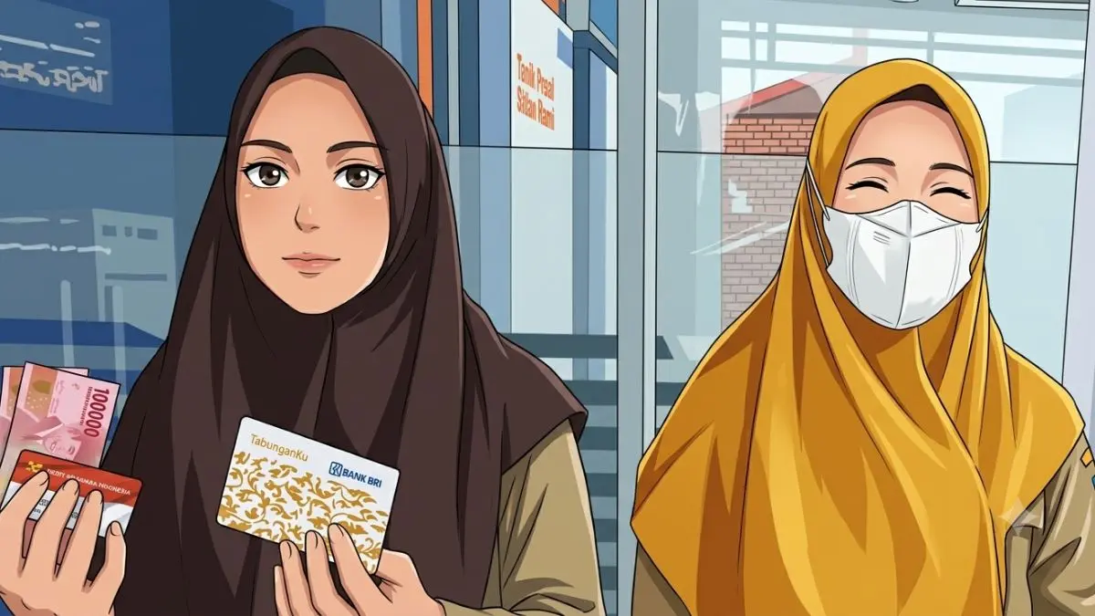 ilustrasi KPM mencairkan bansos (instagram @pkhdemak diolah gemini AI)