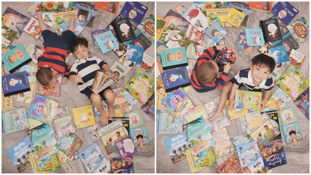 Kebiasaan Nikita Willy menemani kedua putranya membaca buku sebelum tidur menarik perhatian warganet. (Foto : Instagram @nikitawillyofficial94)