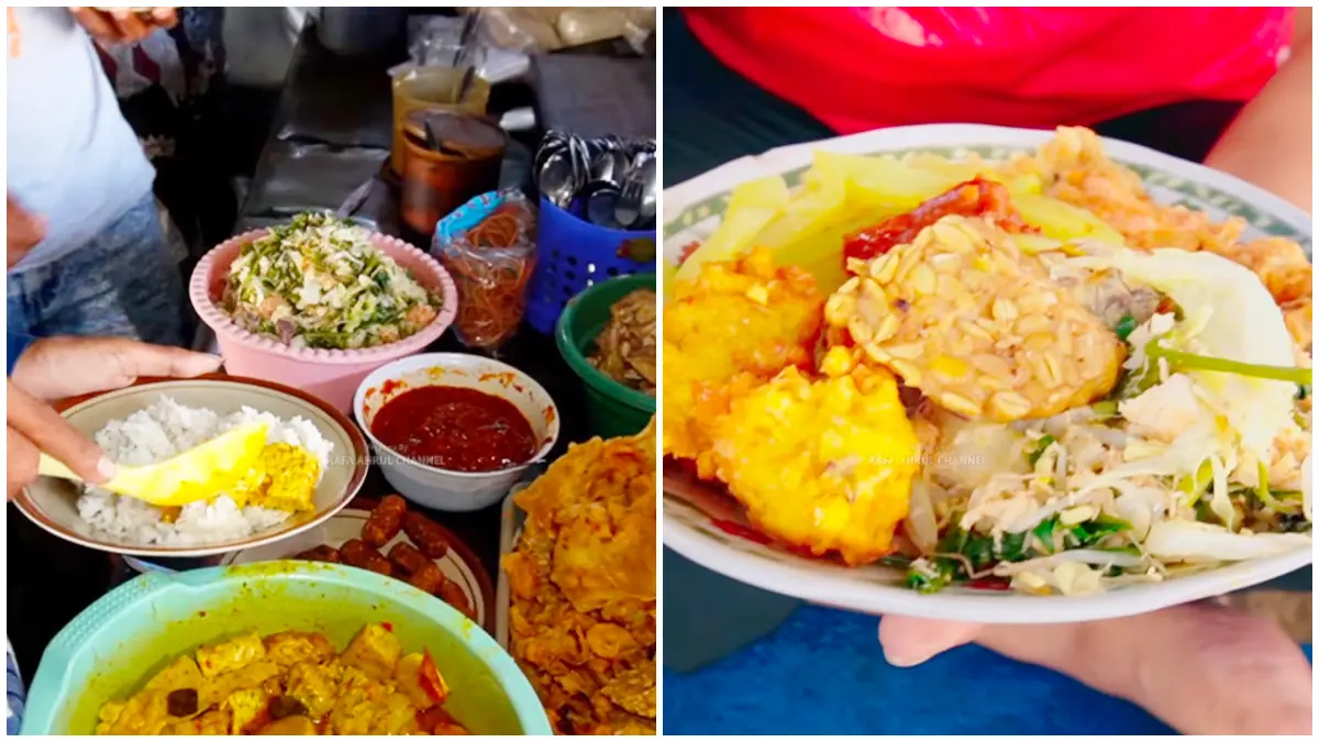 Aneka menu dari Warung Bulog Bu Rokim. (Foto: YouTube RAFA AHRUL CHANNEL)