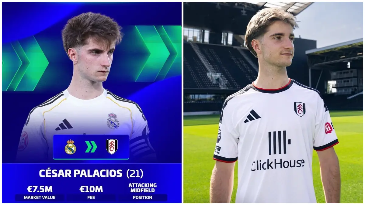 Fulham resmi merekrut César Palacios dari Real Madrid. (Foto : Instagram @transfermarkt_official, @cesitar_10_)
