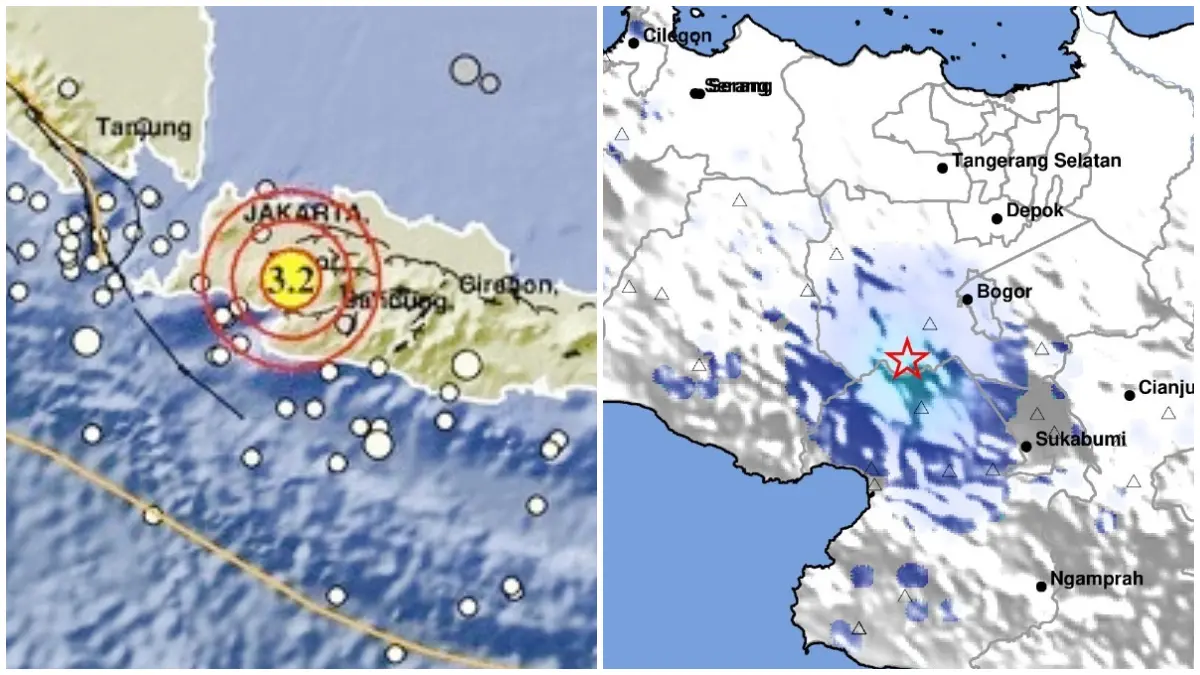 Pusat gempa bumi M3,2 di Kota Bogor.