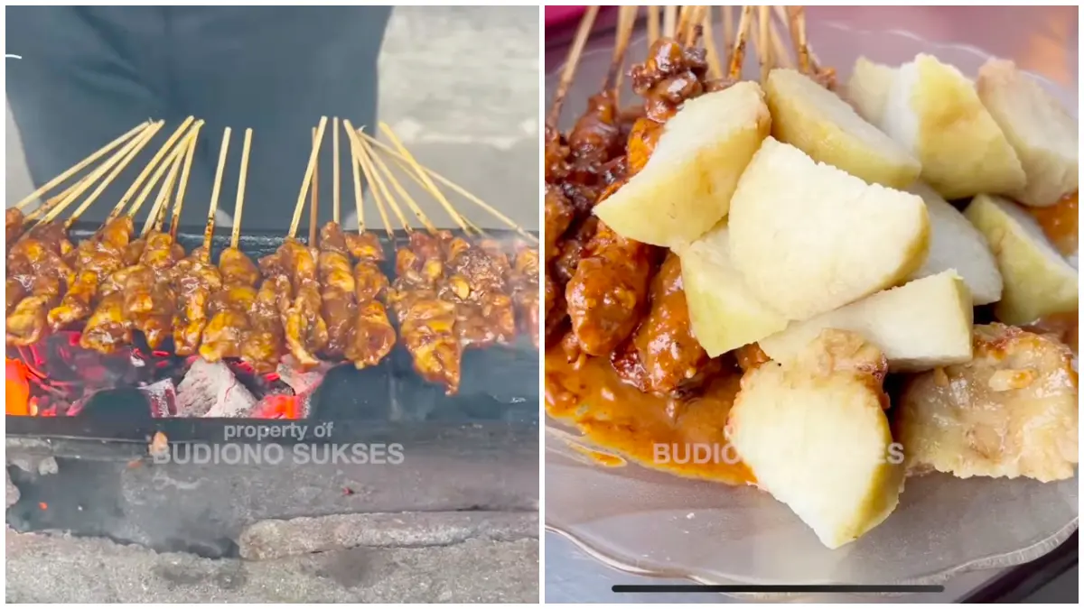Tampilan sate ayam dari Warung Sate Ayam Kak Nabi. (Foto: Kanal YouTube Budiono Sukses)