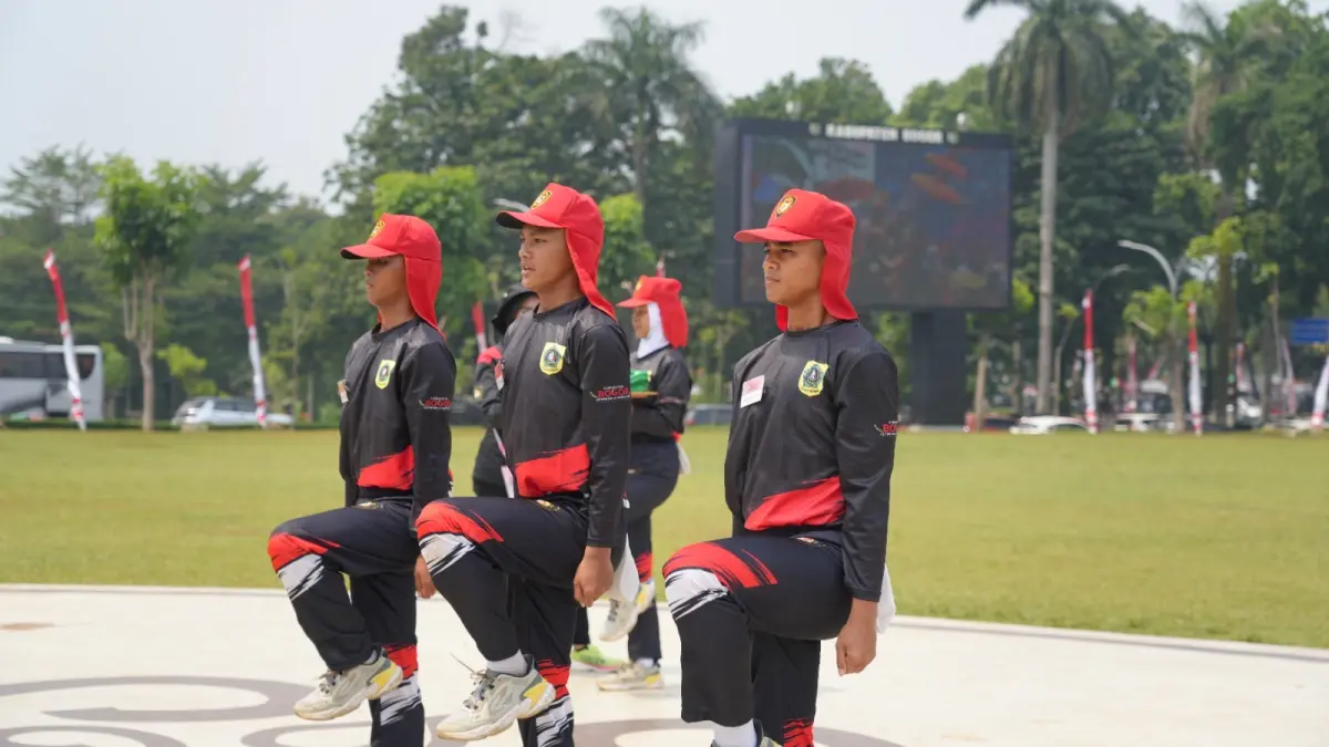 Paskibraka Kabupaten Bogor Tahun 2026 saat berlatih jelang HUT ke-81 RI. (Diskominfo Kabupaten Bogor)