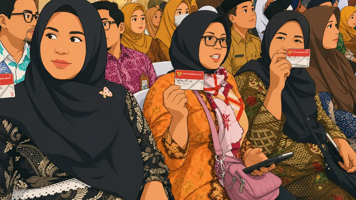 Ilustrasi KPM menunggu untuk cairkan bansos di KKS Merah Putih (Instagram @kemensosri/diolah oleh Gemini AI)