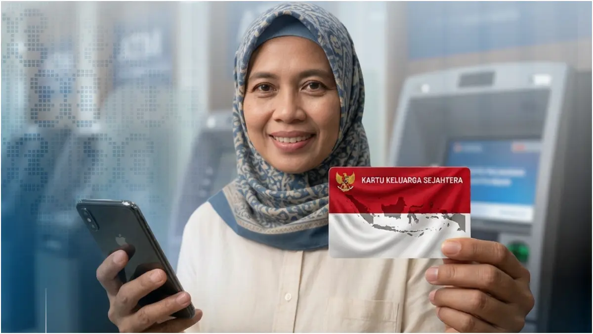 Ilustrasi KPM yang memegang kartu KKS (Instagram @bank_indonesia_aceh)