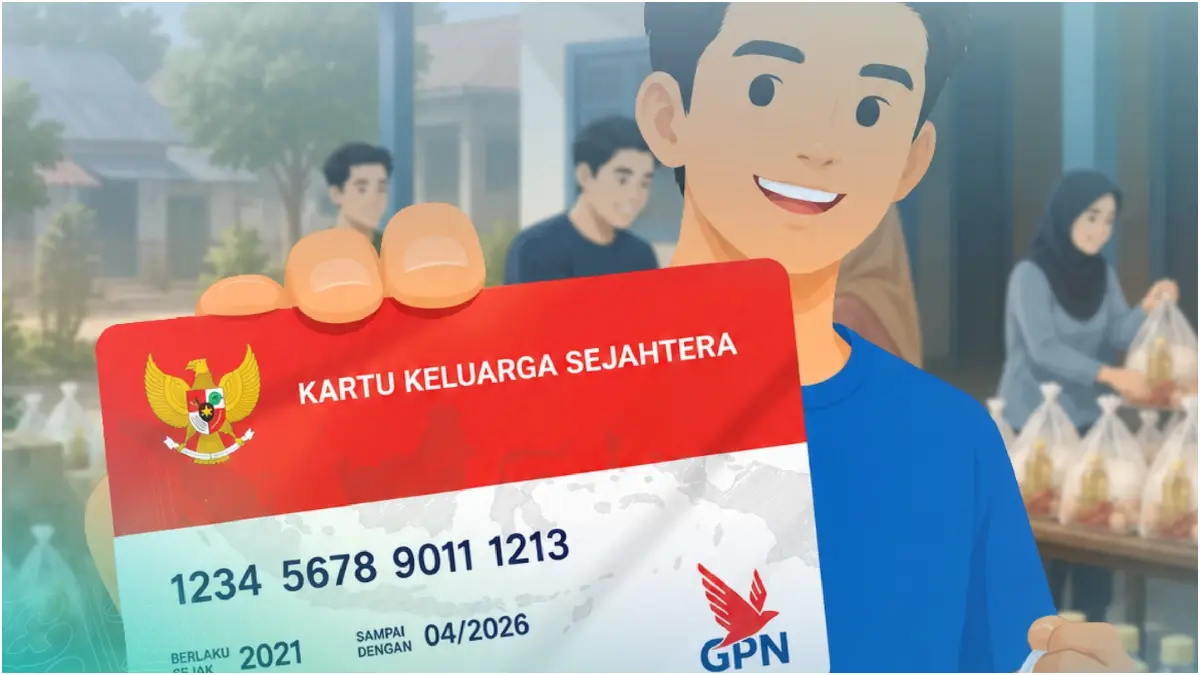 Ilustrasi KPM yang sedang memegang kartu KKS (Instagram @bank_indonesia_riau)