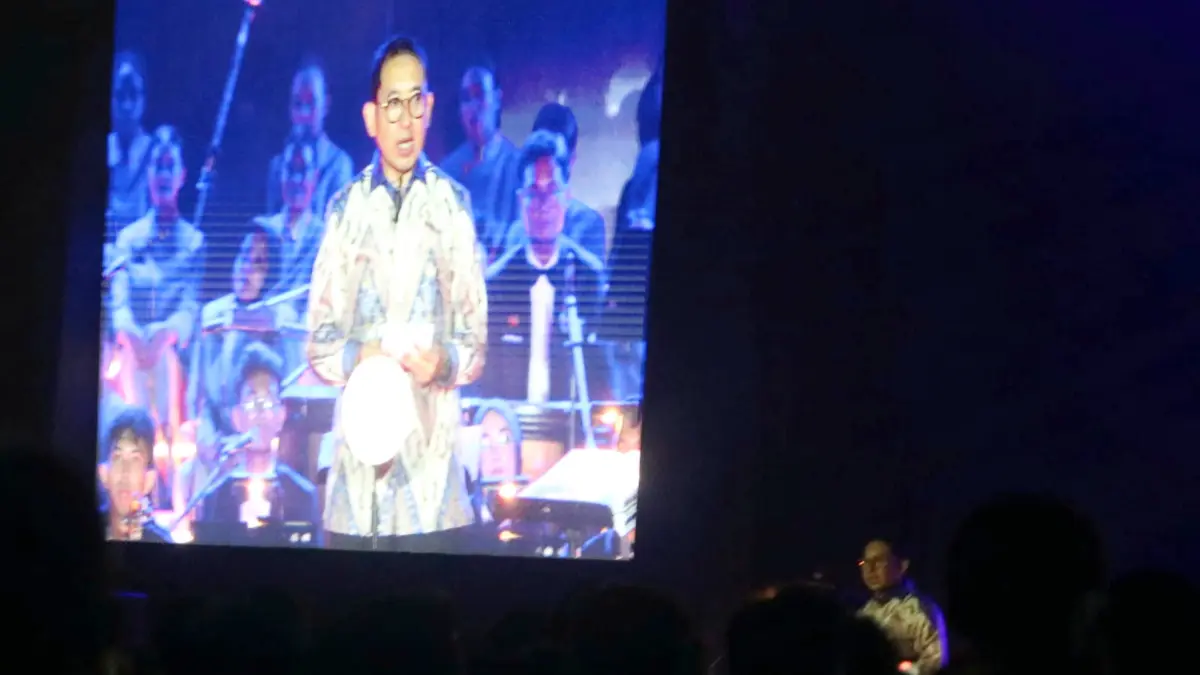 Menteri Kebudayaan, Fadli Zon menghadiri pertunjukan orkestra Gita Bahana Nusantara di Stadion Pakansari, Cibinong, Kabupaten Bogor, Selasa, 11 Agustus 2026. (Hendi Novian/Radar Bogor)