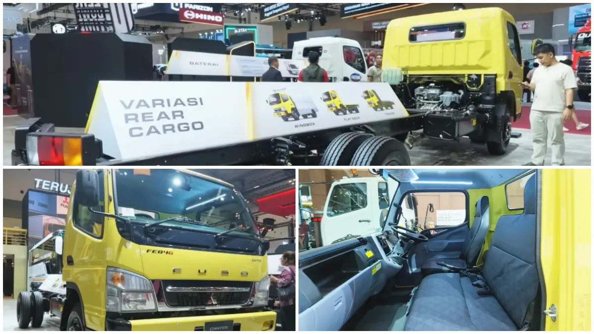 Tampilan Fuso Canter FE84G di GIIAS 2026. (Foto: Kanal Youtube GridOto)